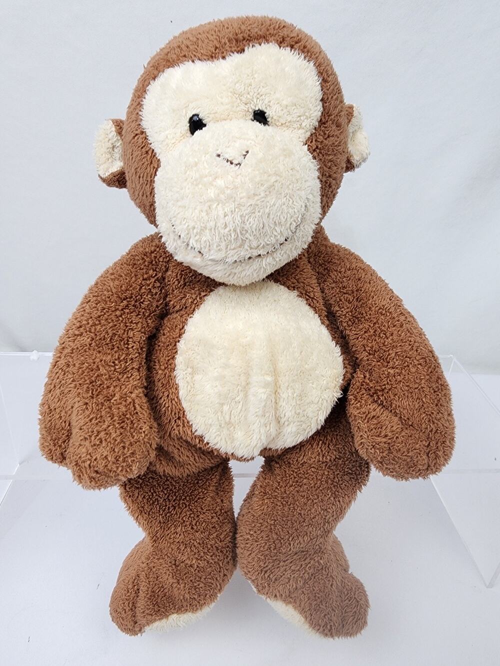 Ty Pluffies Dangles the Monkey Brown Beige Smiling Squishy 2002 Tylux 9" Plush